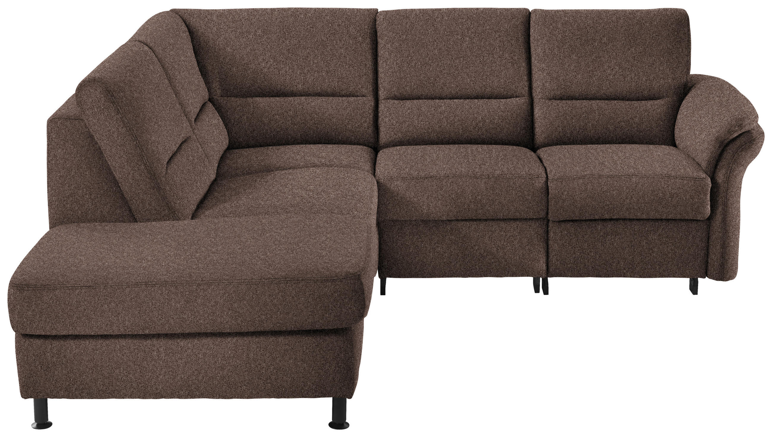 ECKSOFA in Flachgewebe Braun  203/227 cm  - Schwarz/Braun, MODERN, Textil/Metall (203/227cm) - Beldomo System