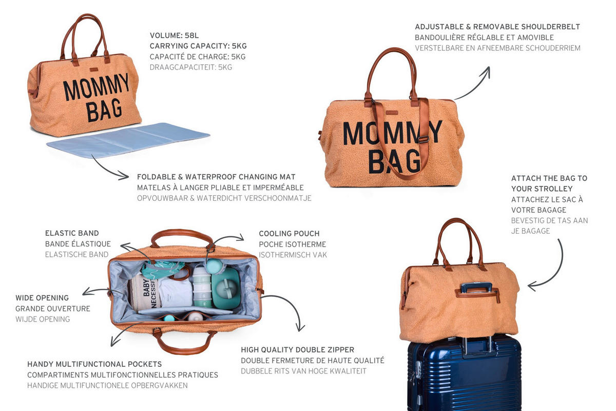 WICKELTASCHE  - Hellbraun, Basics, Kunststoff/Textil (55/30/40cm) - Childhome