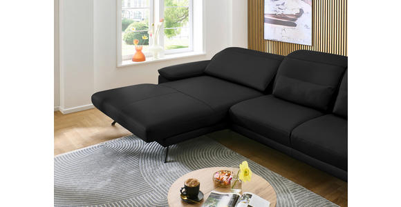 ECKSOFA in Echtleder Schwarz  - Schwarz, Design, Leder/Metall (193/332cm) - Dieter Knoll