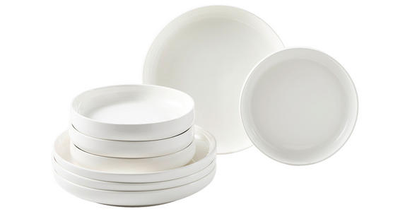 KOMBISERVICE Weiß OSLO SNØ 8-teilig 4 Personen  - Weiß, Design, Keramik - Novel