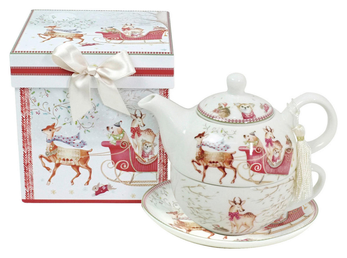 ČAJOVÁ SOUPRAVA PRO JEDNOHO 490 ml - vícebarevná, Trend, keramika (17/14cm) - X-Mas