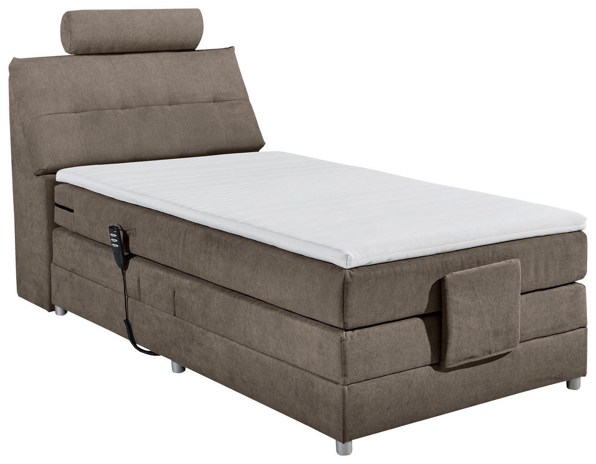 BOXSPRING KREVET    120/200 cm  - srebrne boje/smeđa, Moderno, drvni materijal/tekstil (120/200cm) - MID.YOU