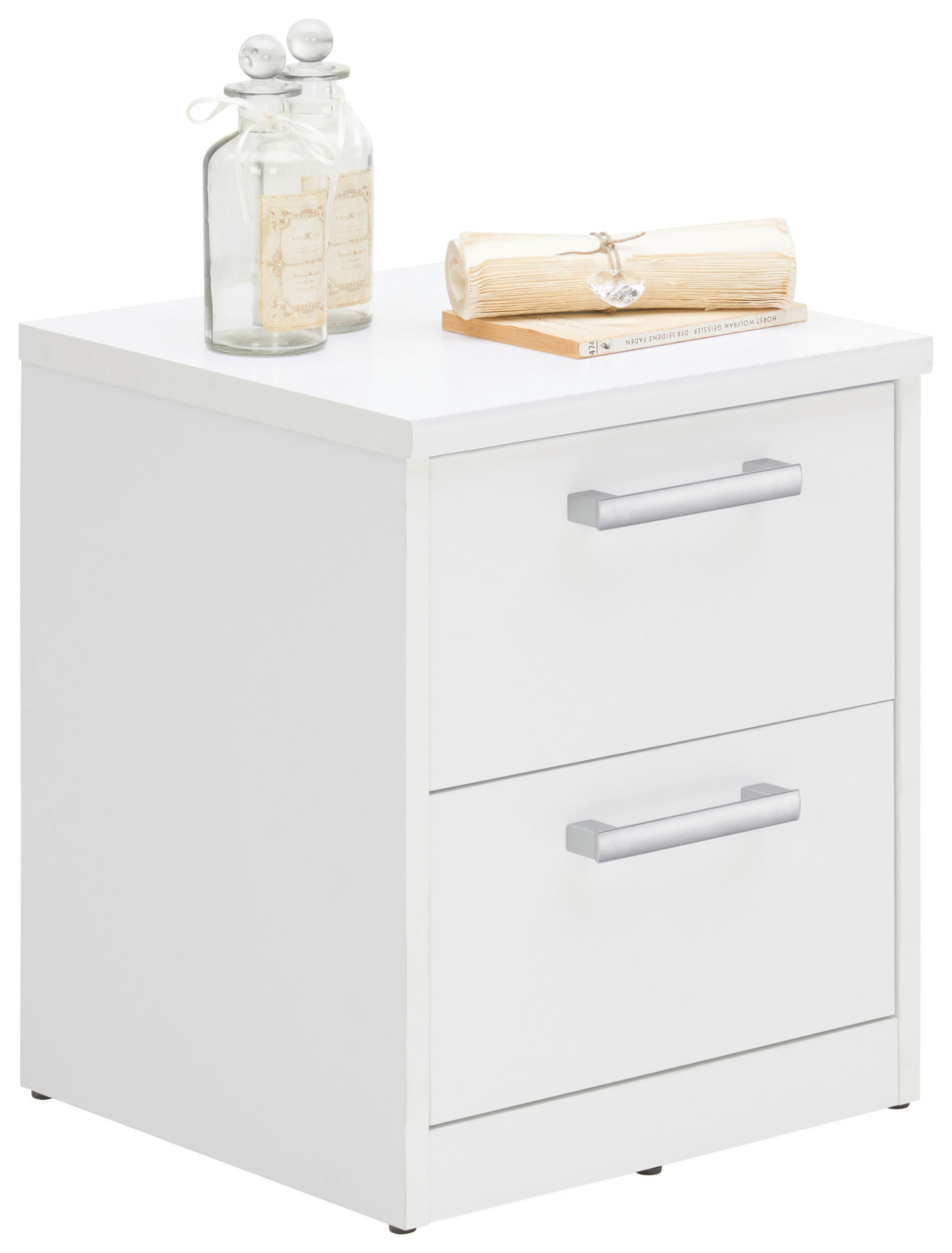 NACHTSCHRANK Weiß - Silberfarben/Schwarz, Basics, Kunststoff (38/46/36cm) - Xora