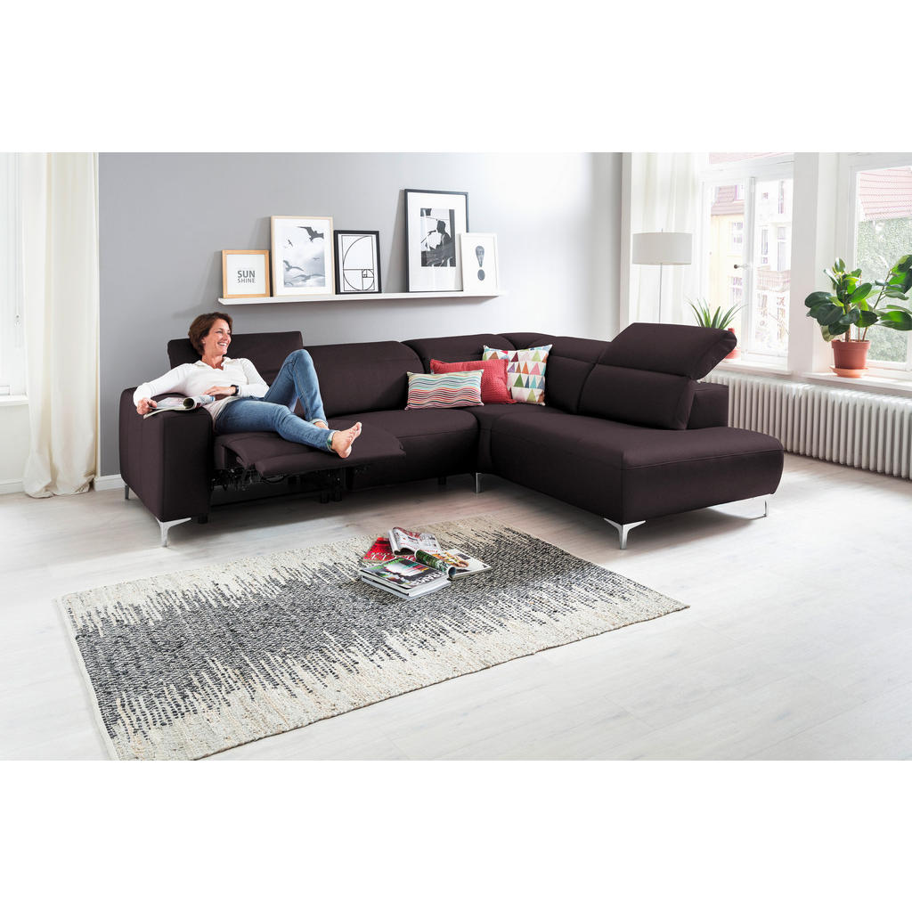 Thumbnail - Pure Home Lifestyle Ecksofa, Braun, Leder, Echtleder, Rindleder, Uni, 4-Sitzer, Ottomane rechts, L-Form, 290x223 cm, Bla...