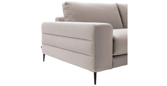 ECKSOFA in Velours Sandfarben 177/253 cm - Sandfarben/Schwarz, Design, Textil/Metall (177/253cm) - Dieter Knoll
