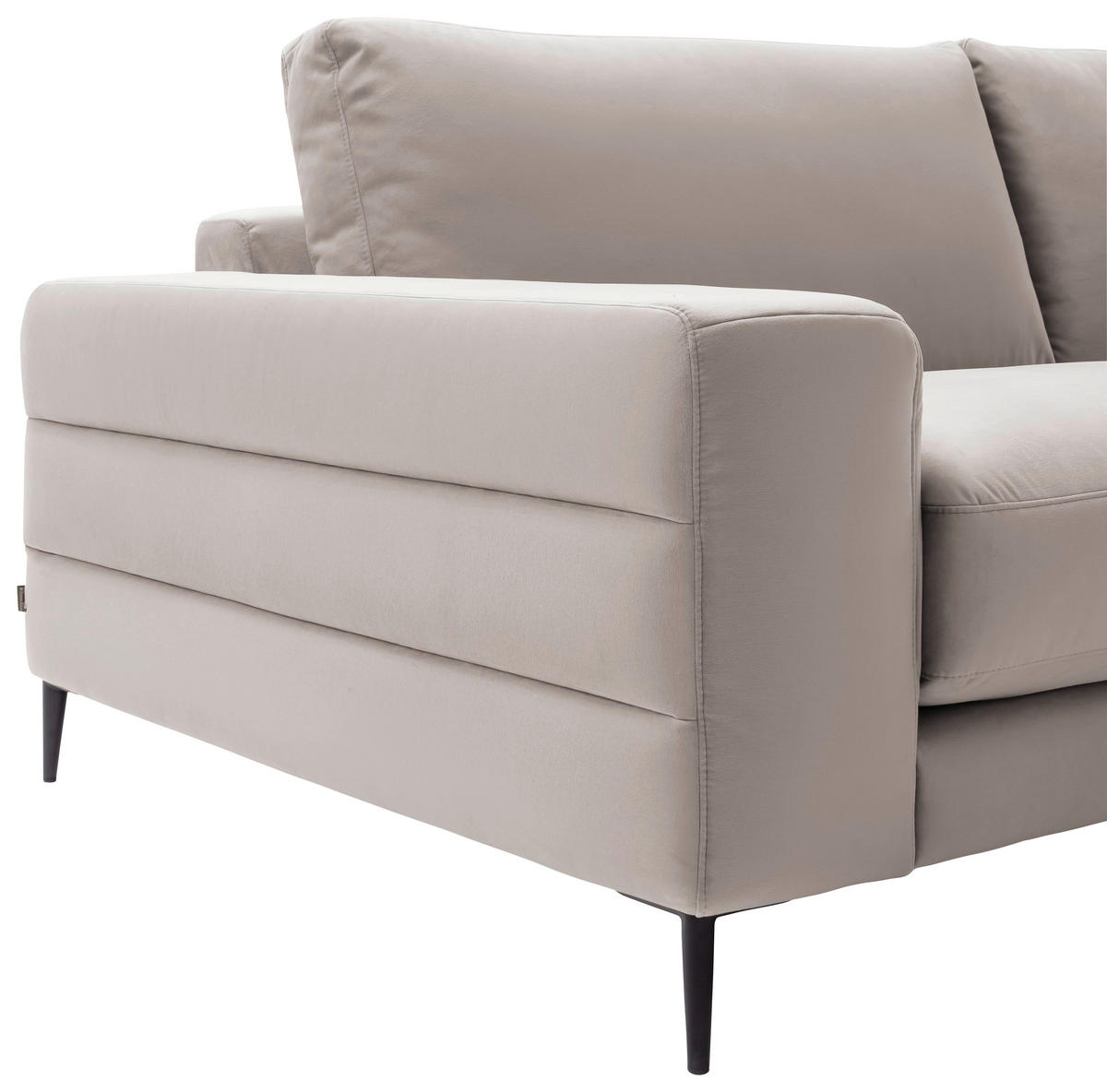 ECKSOFA in Velours Sandfarben  - Sandfarben/Schwarz, Design, Textil/Metall (253/177cm) - Dieter Knoll