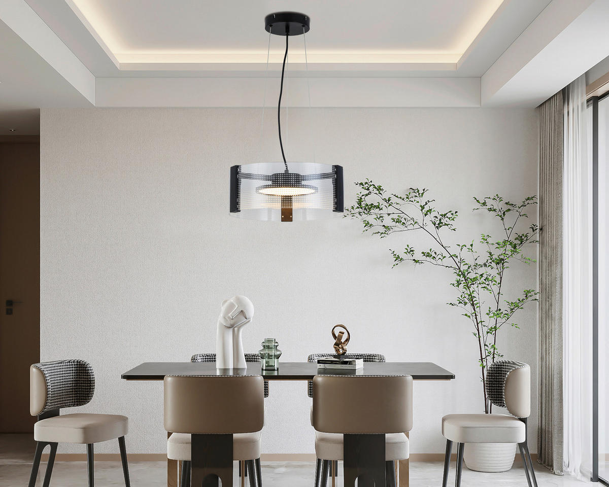 LED FÜGGŐLÁMPA 40/120 cm  - fekete/áttetsző, Design, műanyag/fém (40/120cm) - Novel