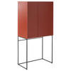 BARSCHRANK Rot  80/165/45 cm  - Rot/Schwarz, Design, Holzwerkstoff/Metall (80/165/45cm) - Schöner Wohnen
