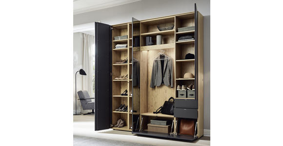 GARDEROBE 195/234/37 cm - Eichefarben/Anthrazit, Design, Glas/Holzwerkstoff (195/234/37cm) - Ambiente