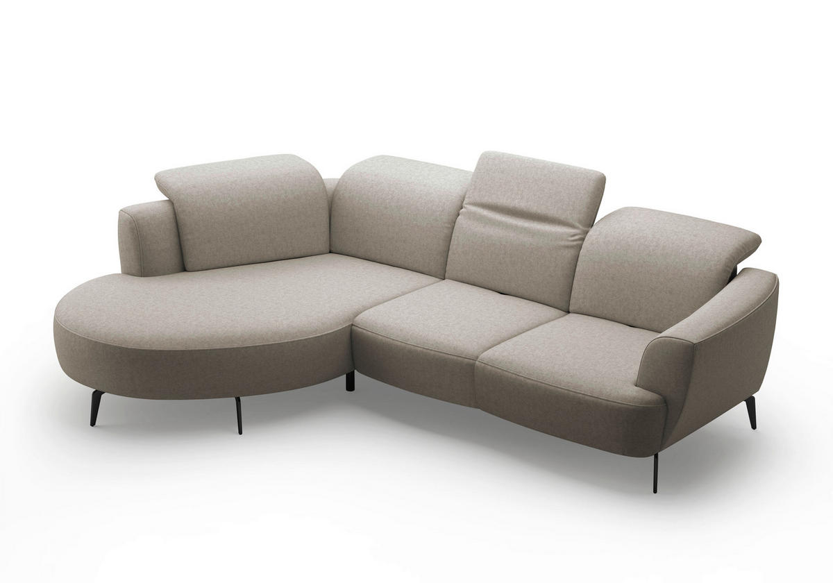 ECKSOFA in Flachgewebe Taupe  - Taupe/Schwarz, Konventionell, Textil/Metall (199/309cm) - Sit & More