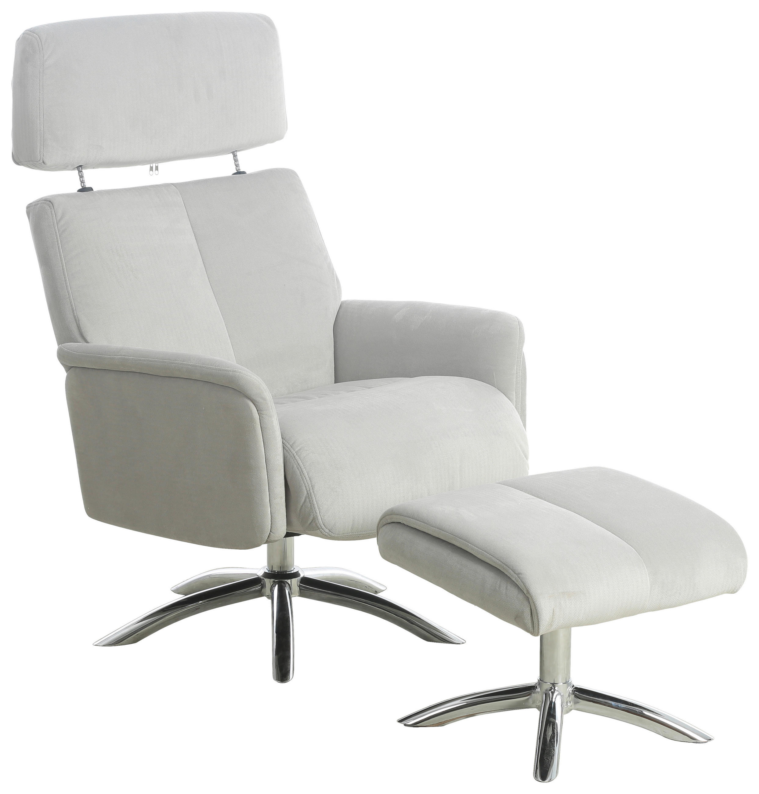 RELAXSESSELSET Samt Hocker    - Chromfarben/Grau, MODERN, Textil/Metall (72/103.5/88cm) - P & B