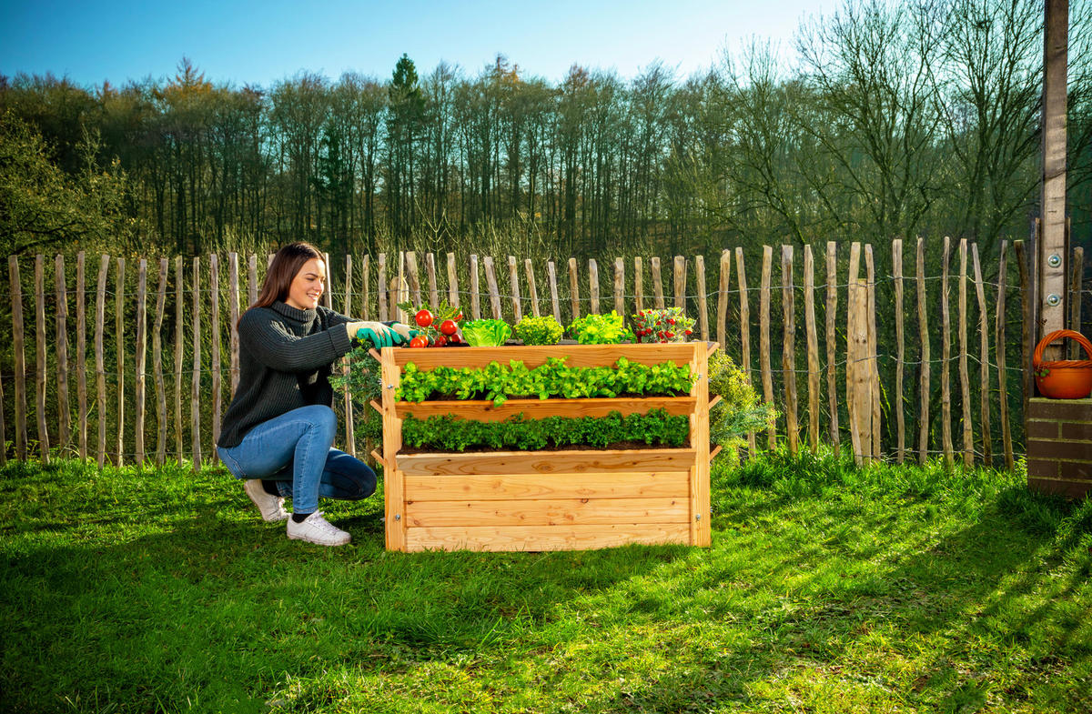 VYVÝŠENÝ ZÁHON   - farba smrekovca, Basics, drevo (124/73/91cm)