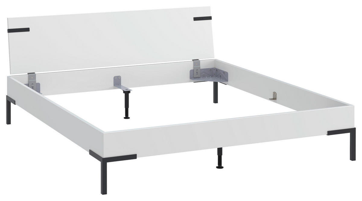 BETT 180/200 cm,  in Weiß  - Schwarz/Weiß, Design, Metall (180/200cm) - Xora