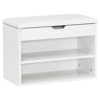 Schuhbank "Sofia", 60/40/30 cm  - Weiss, Konventionell, Holzwerkstoff/Textil (60/40/30cm) - MID.YOU