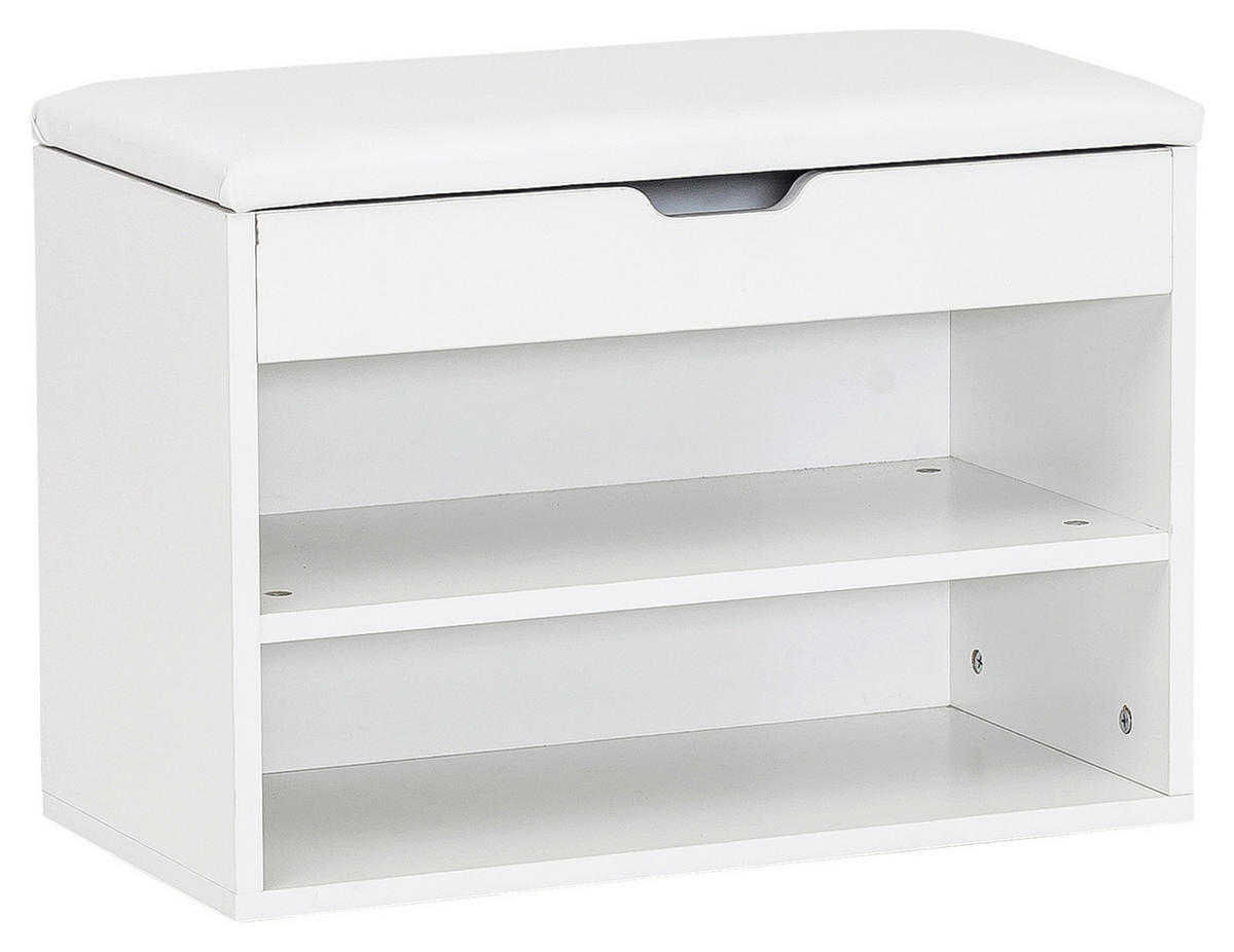 Schuhbank "Sofia", 60/40/30 cm  - Weiss, Konventionell, Holzwerkstoff/Textil (60/40/30cm) - MID.YOU