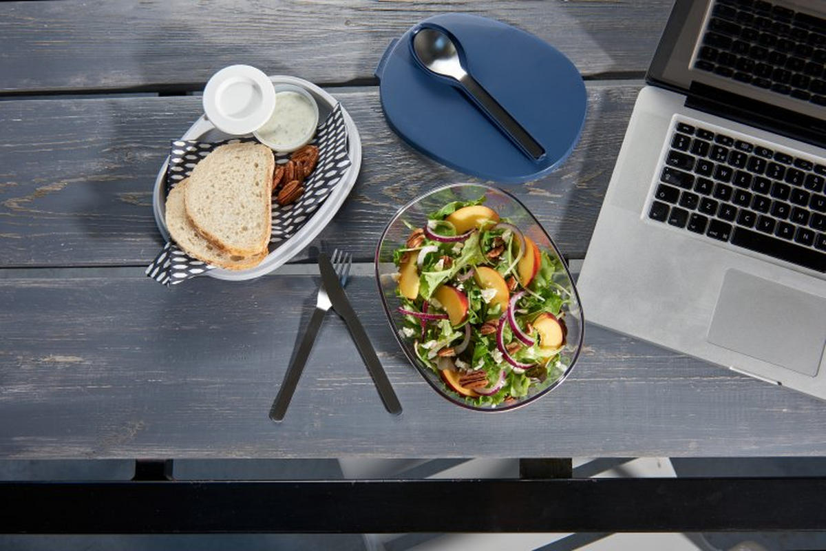 BESTECKSET 3-teilig  ELLIPSE  - Edelstahlfarben/Dunkelblau, Basics, Kunststoff/Metall (19,5/5,1/2,3cm) - Mepal