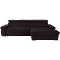 ECKSOFA in Velours Aubergine  292/183 cm  - Silberfarben/Aubergine, Design, Holz/Textil (292/183cm) - Livetastic