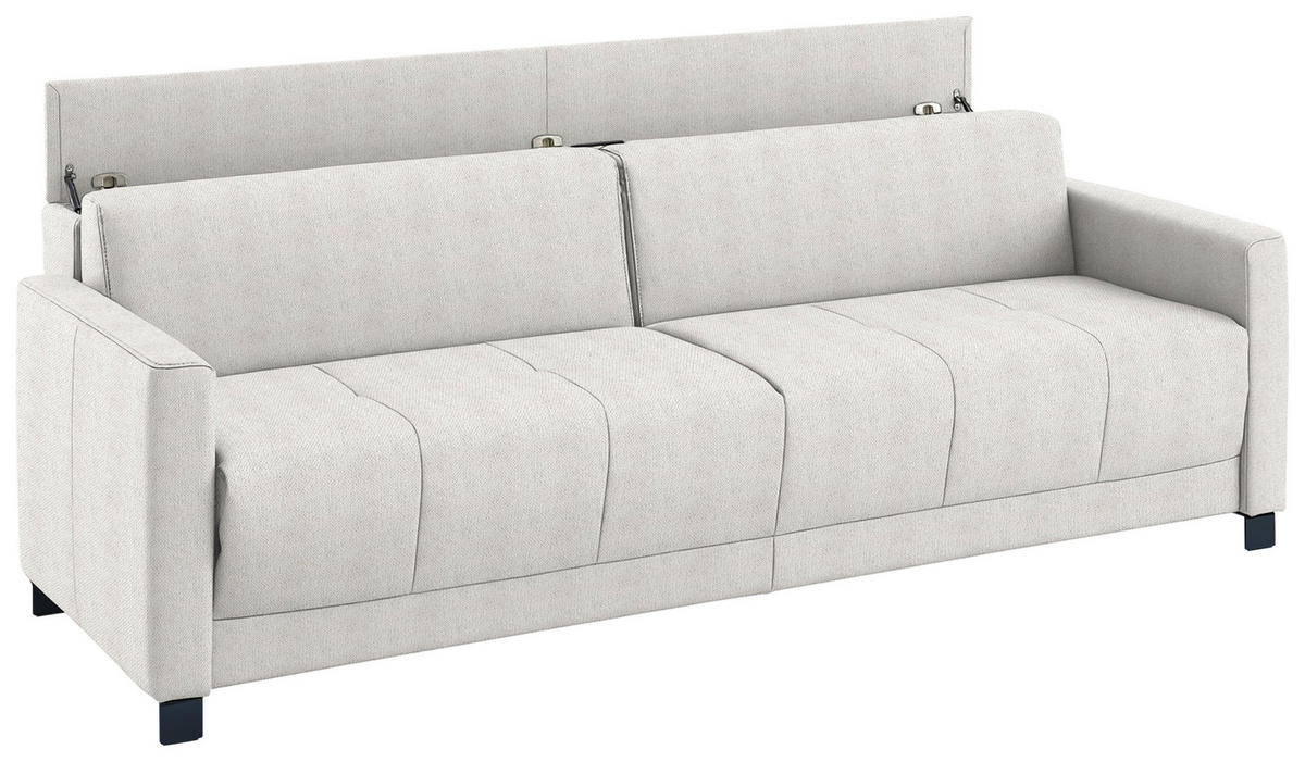 SCHLAFSOFA Flachgewebe Naturfarben haustierfreundlicher Bezug, Armteil rechts, Armteil links, Bettfunktion erhältlich, Schlafen auf Sitzhöhe, Stoffauswahl  - Schwarz/Naturfarben, Konventionell, Textil/Metall (232/77/116cm) - Dieter Knoll