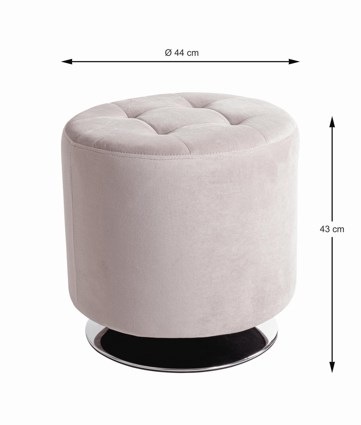 HOCKER Samt Chromfarben, Kaschmir  - Chromfarben/Kaschmir, MODERN, Textil/Metall (44/43/44cm)