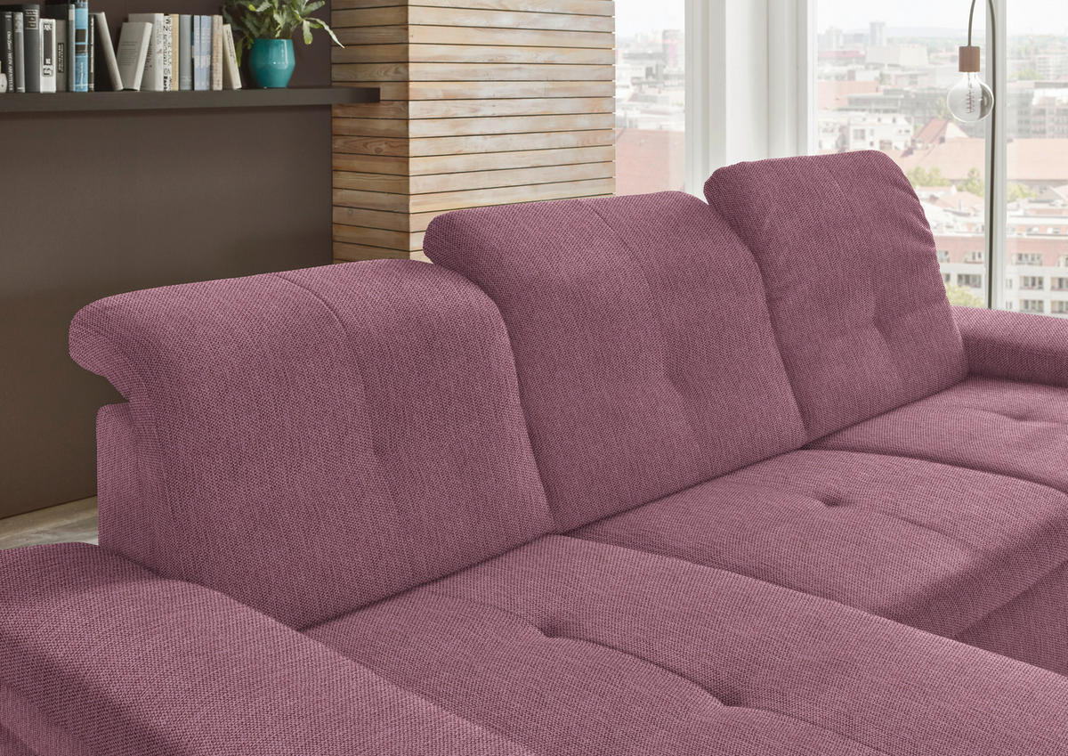 ECKSOFA in Flachgewebe Bordeaux  - Bordeaux/Schwarz, Design, Textil/Metall (174/297cm) - Beldomo Style