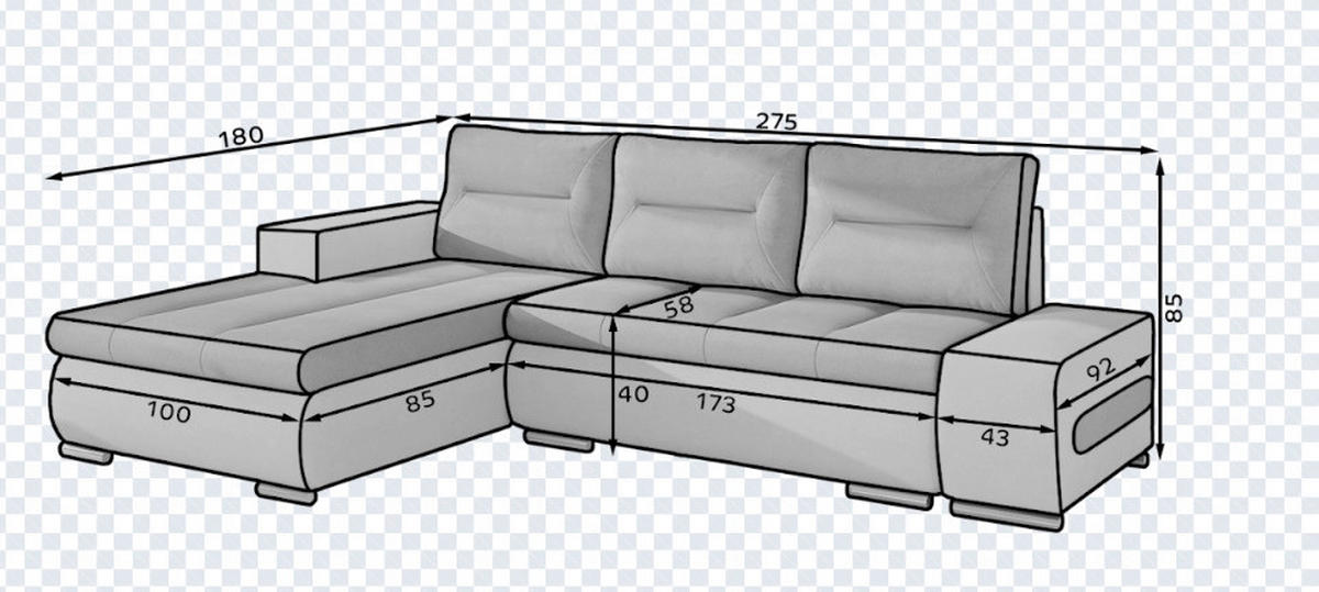 ECKSOFA Grau, Weiß Webstoff  - Chromfarben/Weiß, Design, Textil/Metall (180/275cm) - MID.YOU