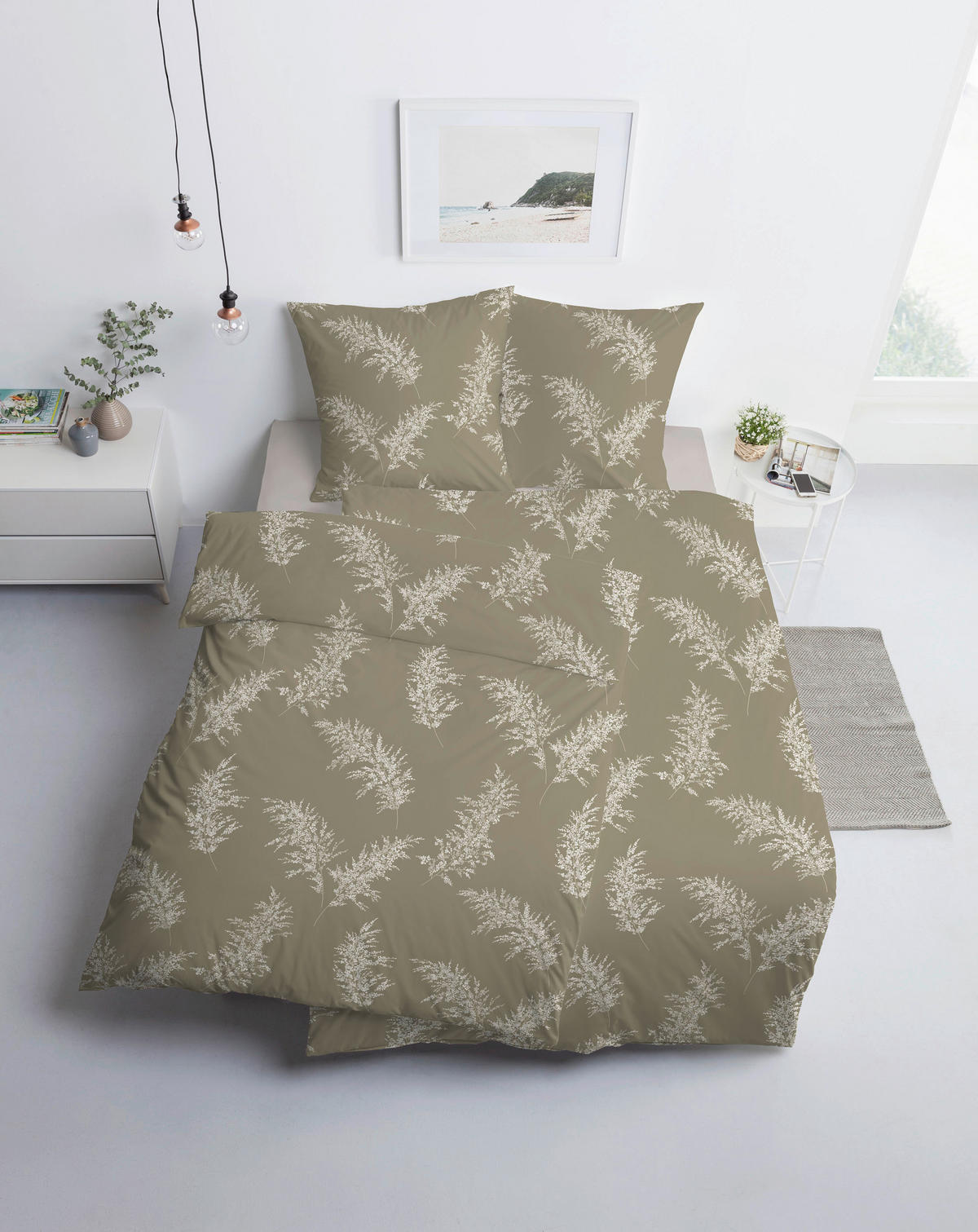 BETTWÄSCHE 2-teilig Atelier Interlock-Jersey 140/200 cm  - Olivgrün, Basics, Textil (140/200cm) - Estella