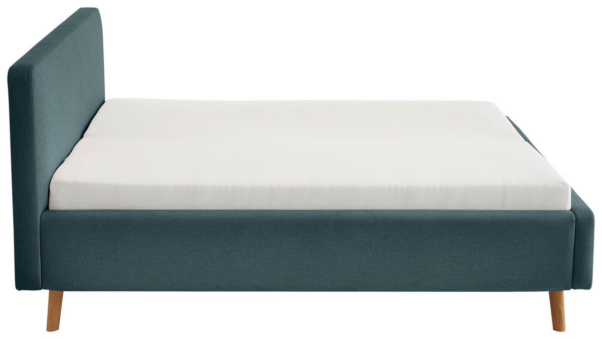 POLSTERBETT 180/200 cm  in Blau  - Blau/Eichefarben, Design, Holz/Textil (180/200cm) - Xora