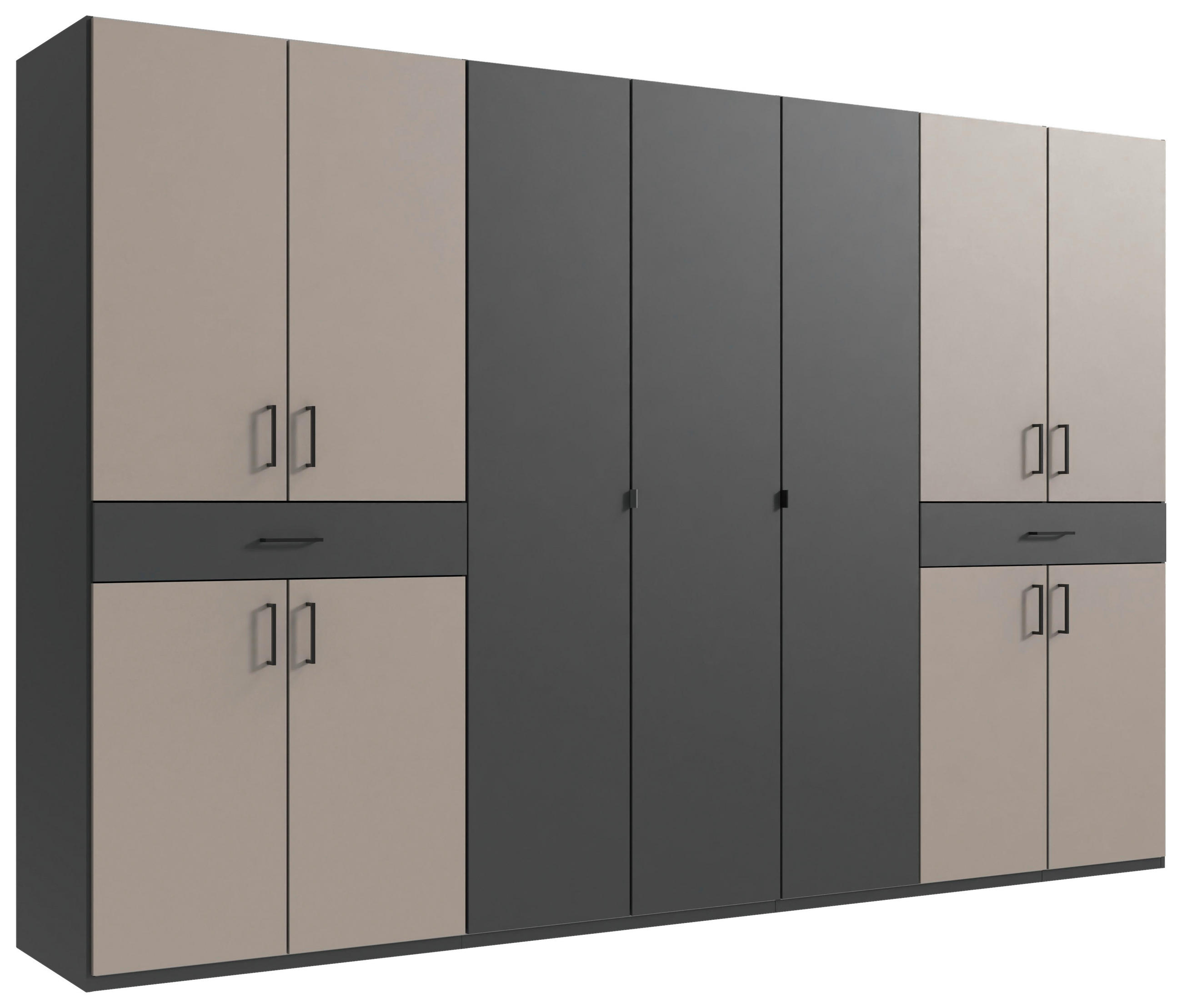 DREHTÜRENSCHRANK in Graphitfarben, Sahara  - Schwarz/Graphitfarben, Konventionell, Holzwerkstoff/Kunststoff (313/208/58cm) - Carryhome