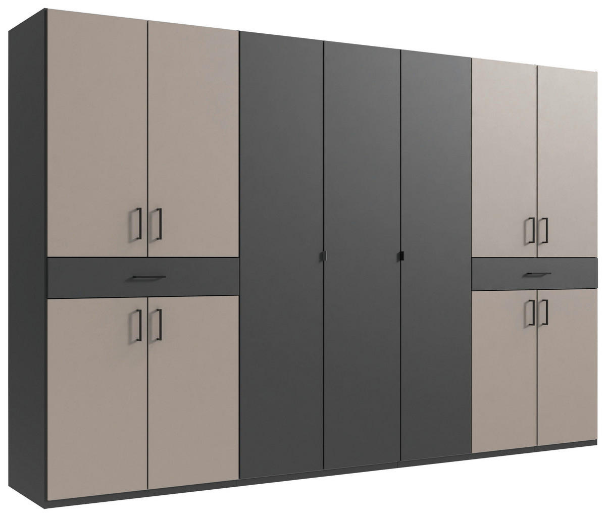 DREHTÜRENSCHRANK in Graphitfarben, Sahara  - Schwarz/Graphitfarben, Konventionell, Holzwerkstoff/Kunststoff (313/208/58cm) - Carryhome