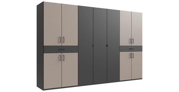 DREHTÜRENSCHRANK in Graphitfarben, Sahara - Schwarz/Graphitfarben, KONVENTIONELL, Holzwerkstoff/Kunststoff (313/208/58cm) - Carryhome