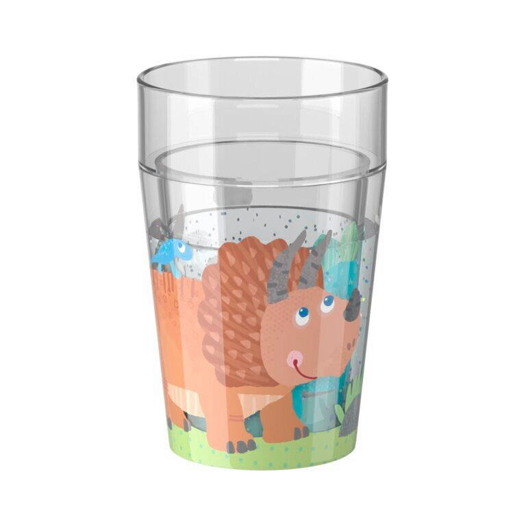 KINDERBECHER Glitzerbecher Dino  - Multicolor, Basics, Kunststoff (7,5cm) - Haba