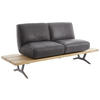 SITZBANK in Holz, Metall, Leder Anthrazit, Schwarz, Eichefarben  - Eichefarben/Anthrazit, Design, Leder/Holz (190/85/69cm) - Ambiente