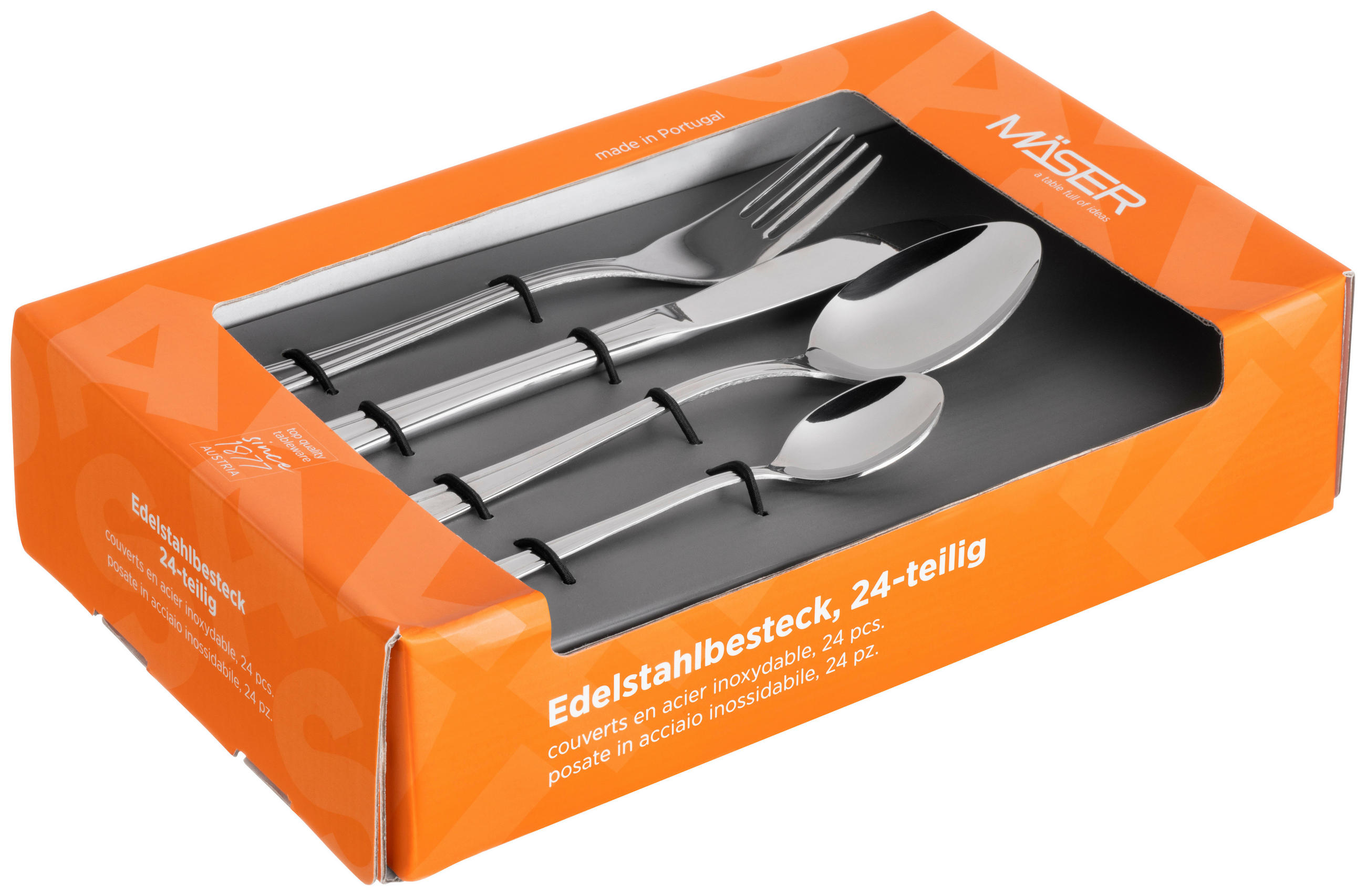 BESTECKSET 24-teilig Edelstahl  - Silberfarben, Trend, Metall - Mäser