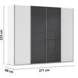 SCHWEBETÜRENSCHRANK 271/223/68 cm 4-türig Weiß  - Chromfarben/Weiß, KONVENTIONELL, Glas/Holzwerkstoff (271/223/68cm) - Novel