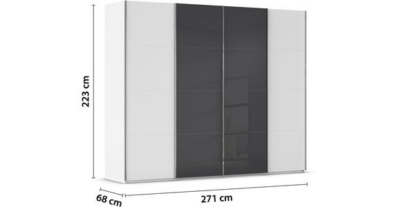 SCHWEBETÜRENSCHRANK 271/223/68 cm 4-türig Weiß  - Chromfarben/Weiß, KONVENTIONELL, Glas/Holzwerkstoff (271/223/68cm) - Novel