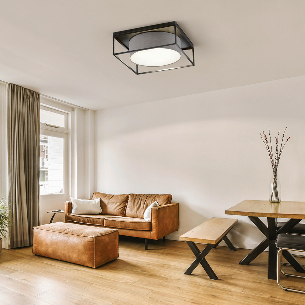 TAKLAMPA Carre 50/20 cm  - vit/sandfärgad, Design, metall/plast (50/20cm) - Fischer & Honsel