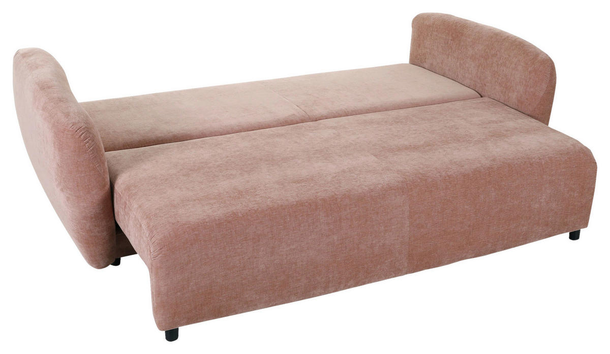 SCHLAFSOFA in Flachgewebe Altrosa  - Schwarz/Altrosa, Konventionell, Kunststoff/Textil (250/74/108cm) - Carryhome