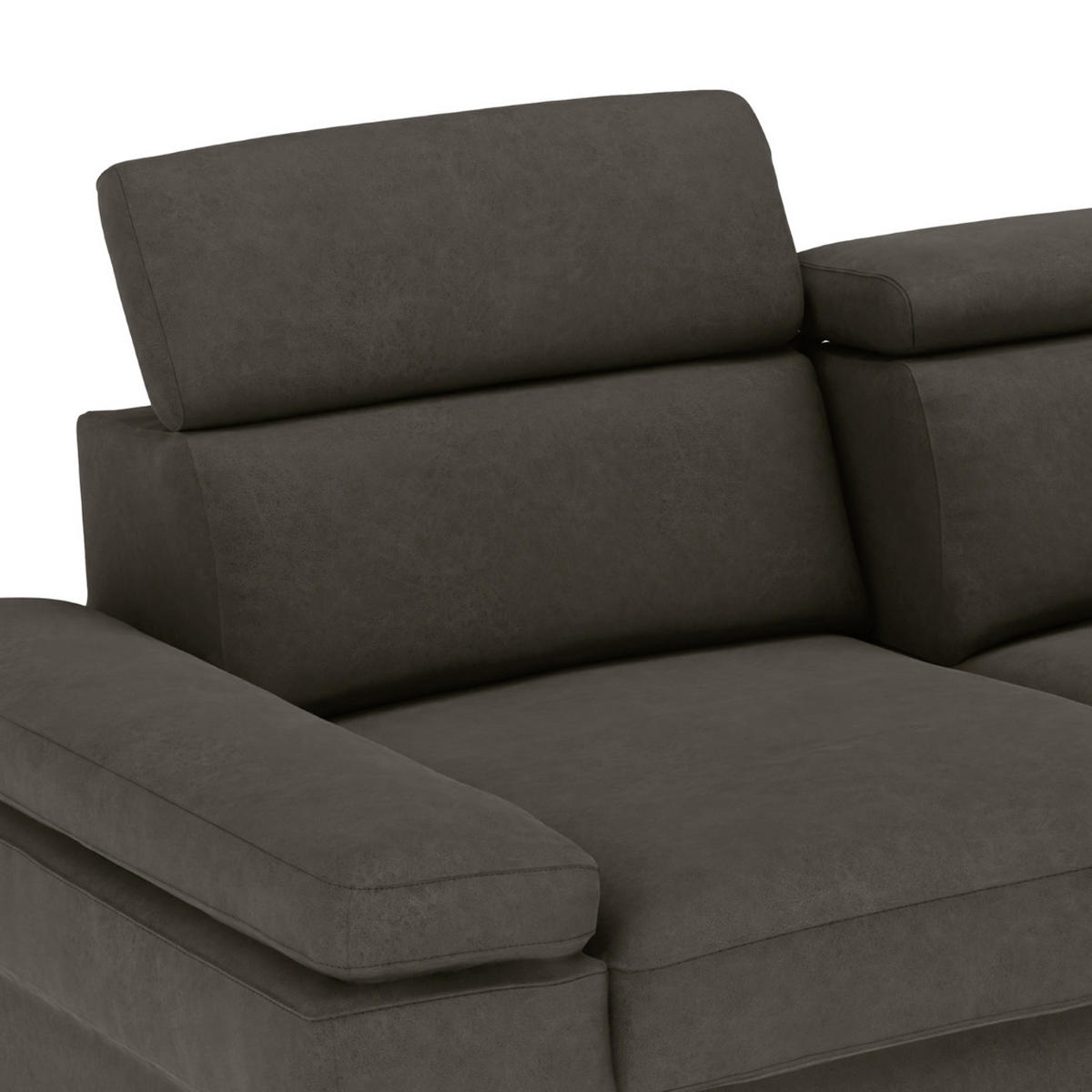 ECKSOFA in Mikrofaser Anthrazit  - Anthrazit/Silberfarben, Konventionell, Textil/Metall (182/82/259cm) - Trendmanufaktur