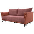 SCHLAFSOFA Cord, Flachgewebe Rosa, Altrosa Rückenkissen, Armlehnenkissen, Bettkasten, Schlaffunktion, Rücken echt, Liegefläche im Originalstoff  - Schwarz/Altrosa, KONVENTIONELL, Textil/Metall (223/72/100cm) - Carryhome