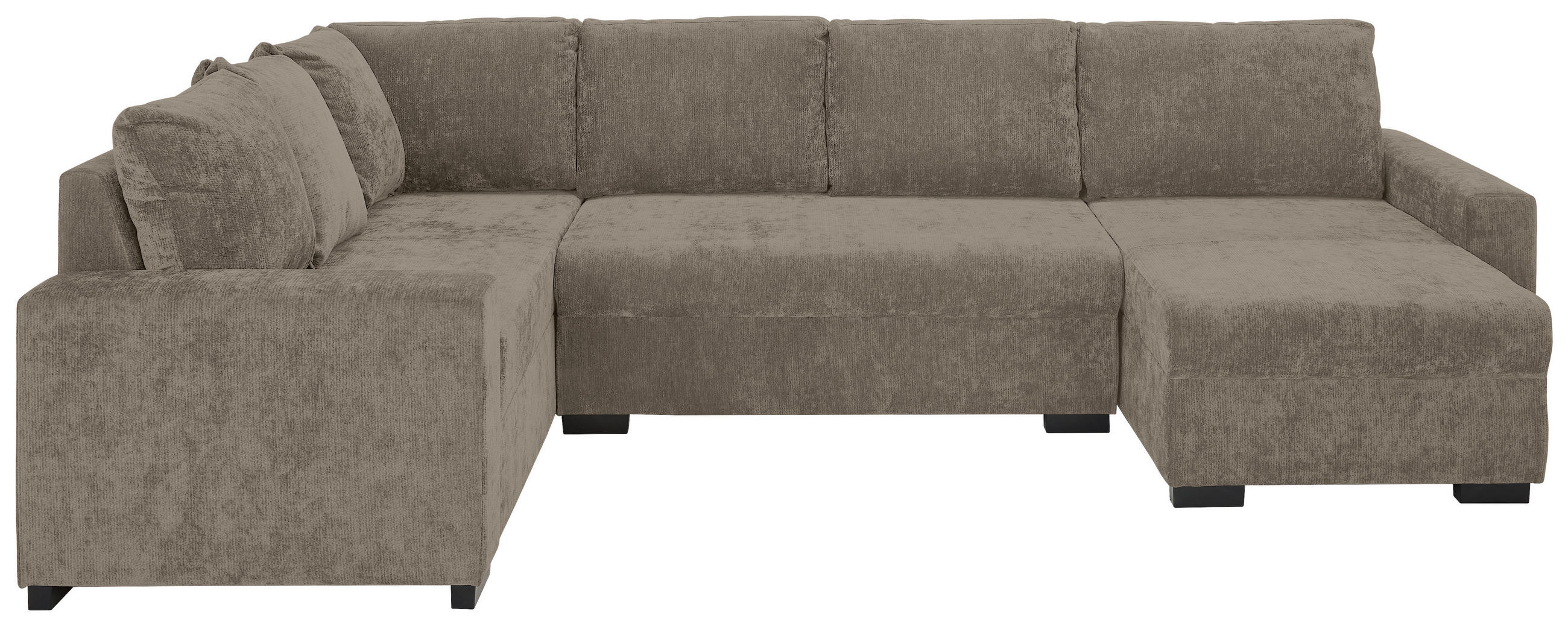 WOHNLANDSCHAFT Taupe Chenille  - Taupe/Schwarz, KONVENTIONELL, Kunststoff/Textil (183/311/140cm) - Ti'me