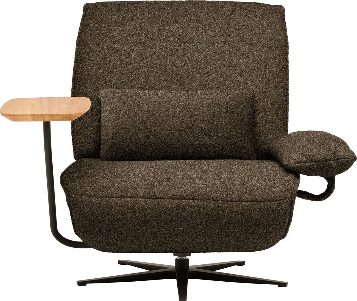 SESSEL in Flachgewebe, Mikrofaser Dunkelbraun  - Dunkelbraun/Schwarz, Design, Textil/Metall (84/65/91cm) - Koinor