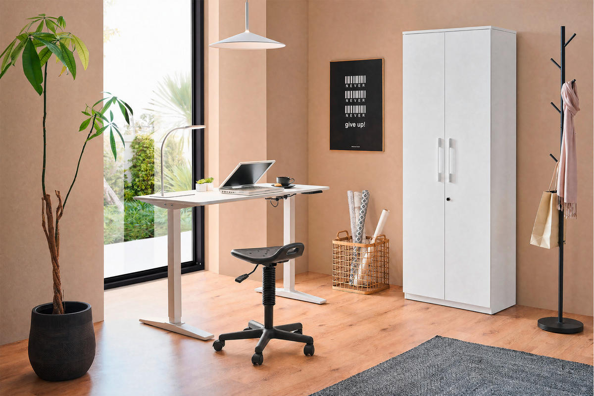 SCHREIBTISCH 120/60/75-120 cm Weiß elektrisch höhenverstellbar  - Weiß, KONVENTIONELL, Holzwerkstoff/Metall (120/60/75-120cm) - Carryhome