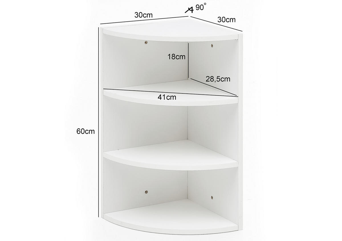 ECKREGAL - Weiß, KONVENTIONELL, Holzwerkstoff (30/60/30cm) - MID.YOU