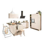 ECKKÜCHE  in Magnolie, Tannenholzfarben  - Tannenholzfarben/Magnolie, Design, Holzwerkstoff/Metall (121,6/280/150cm) - Xora