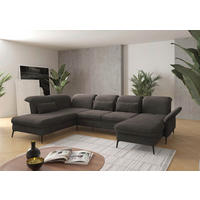 WOHNLANDSCHAFT in Flachgewebe Graphitfarben  - Schwarz/Graphitfarben, KONVENTIONELL, Textil/Metall (231/359/198cm) - Sit & More