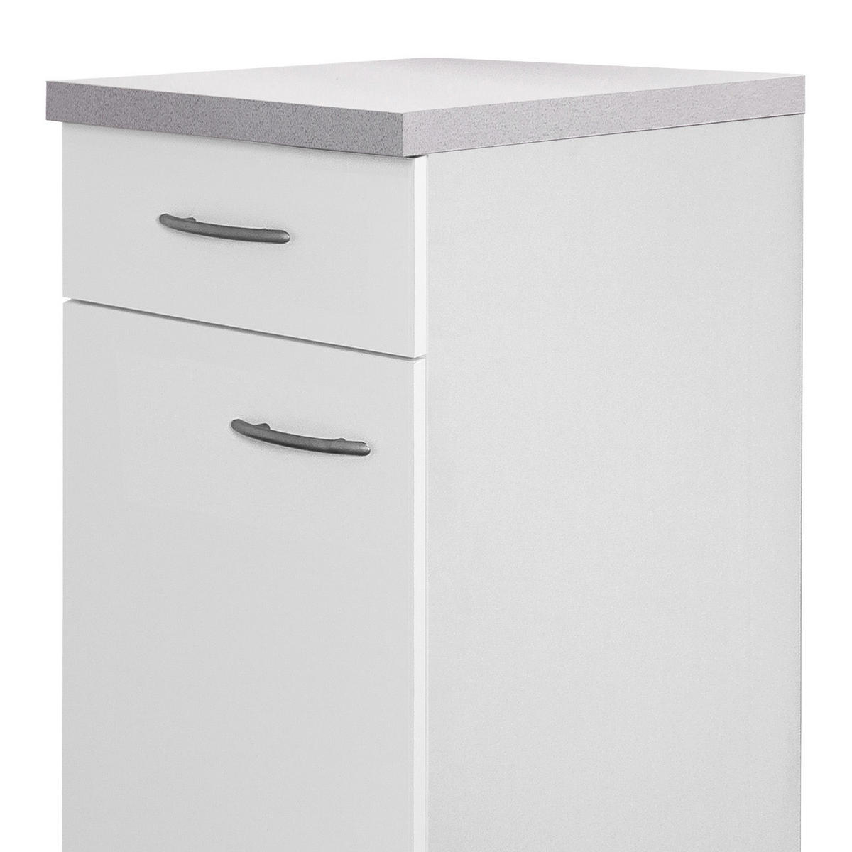 KÜCHENUNTERSCHRANK 30/85/60 cm  in Weiß  - Edelstahlfarben/Hellgrau, Holzwerkstoff/Kunststoff (30/85/60cm) - FlexWell