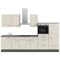 KÜCHENBLOCK 330 cm   in Weiß, Schieferfarben  - Schieferfarben/Edelstahlfarben, MODERN, Holzwerkstoff/Metall (330cm) - Nobilia