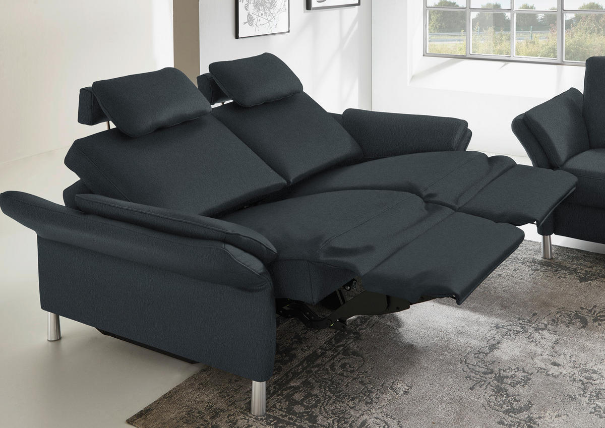 3-SITZER-SOFA in Leder Dunkelblau  - Alufarben/Dunkelblau, Design, Leder/Metall (190/82/99cm) - Dieter Knoll