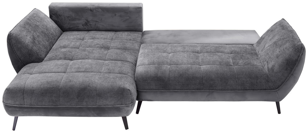 ECKSOFA MIDWAY Graphitfarben, Grau Struktur  - Graphitfarben/Schwarz, Design, Textil/Metall (187/282cm) - Livetastic