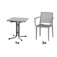 GARTENGARNITUR 3-teilig  - Anthrazit/Grau, Basics, Holzwerkstoff/Kunststoff (70/80/70cm) - Siena Garden